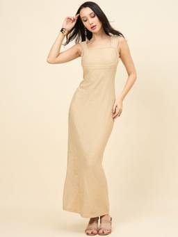 AAYU - Women Textured Cream Bodycon Dress