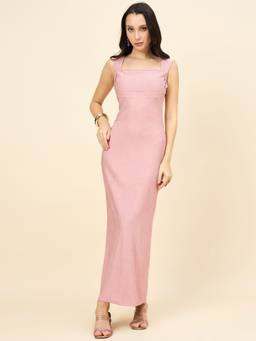 AAYU - Women Textured Pink Bodycon Dress