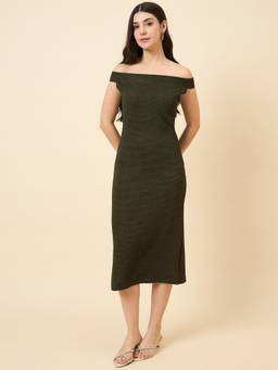 AAYU - Women Textured Green Bodycon Dress