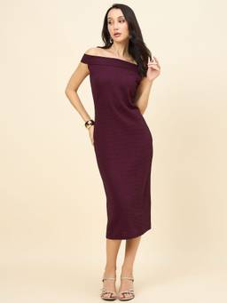 AAYU - Women Textured Wine Bodycon Dress