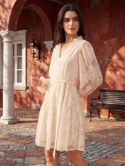 AAYU - Women White Textured Wrap Dress