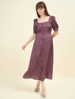 AAYU - Women Mauve Polka Dots A-Line Dress