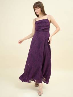 AAYU - Women Purple Textured Flared Dress