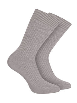 Footprints - Odour Free Organic Cotton Mens Formal Bamboo Ribbed Socks Grey