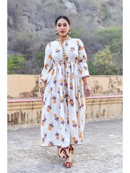 Anastay Clothing - Off White Empire Cut Flared and Kurta (Set of 2)