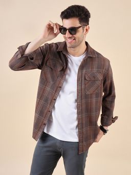 Urban Scottish - Brown Plaid Flannel Cotton Casual Shirt