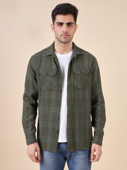 Urban Scottish - Olive Plaid Flannel Cotton Casual Shirt