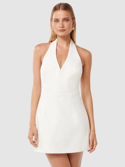 Forever New - White Ricki Halter Hook And Eye Mini Dress