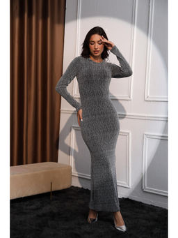 MISS MOSA BY AKANKSHA - Bellamy Statement Glam Sequined Dress In Silver