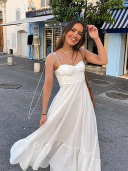 MISS MOSA BY AKANKSHA - White Camellia Summer Holiday Maxi Dress