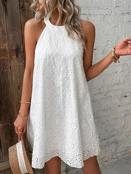 MISS MOSA BY AKANKSHA - White Elode Cotton Eyelet Summer Dress