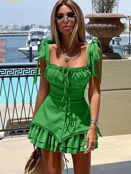 MISS MOSA BY AKANKSHA - Emera Floral Summer Dress In Green