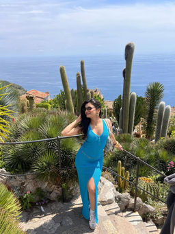 MISS MOSA BY AKANKSHA - Blue Erina Crochet Slit Maxi Dress