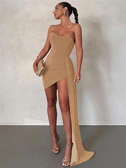 MISS MOSA BY AKANKSHA - Helois Tube Party Dress In Gold