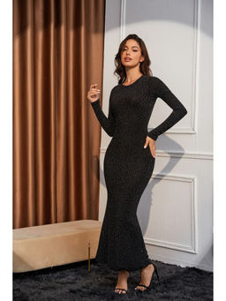 MISS MOSA BY AKANKSHA - Heya Full Sleeve Sequined Party Dress In Black