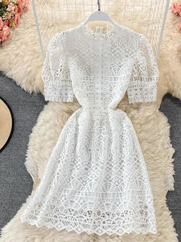 MISS MOSA BY AKANKSHA - White Latea Crochet Dress