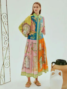 MISS MOSA BY AKANKSHA - Multi-Color Maisto Printed Summer Maxi Dress with Belt (Set of 2)