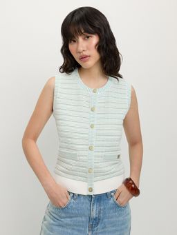 Pomelo - Button-Up Knit Vest - Green
