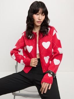 Pomelo - Heartfelt Cardigan - Red