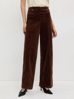 Pomelo - Corduroy Wide-Leg Pants - Brown