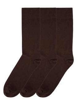 NEXT2SKIN - Mens Cotton Socks Crew Length Seamless Socks - Pack of 3 (Brown:Brown:Brown)