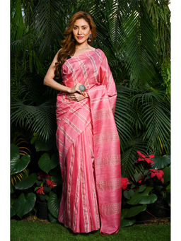 Beatitude - Pink Handwoven Kota Banswara Silk Saree with Unstitched Blouse