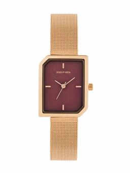 Joker and Witch - Joker & Witch Edge Maroon Hexagon Dial Rose Gold Mesh Strap Watch - AMWW1210 (M)