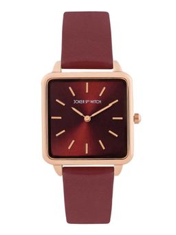 Joker and Witch - Joker & Witch Emily Square Maroon Sunray Dial Maroon PU Strap Watch - AMWW1211 (M)