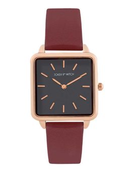 Joker and Witch - Joker & Witch Emily Square Black Dial Maroon PU Strap Watch - AMWW1212 (M)