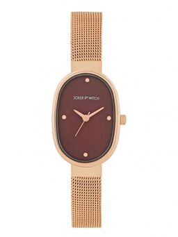 Joker and Witch - Joker & Witch Enola Maroon Oval Dial Rose Gold Mesh Strap Watch - AMWW1214 (M)