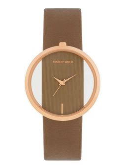Joker and Witch - Joker & Witch Futuristic Rose Gold Mocha Dial PU Strap Watch - AMWW1216 (M)