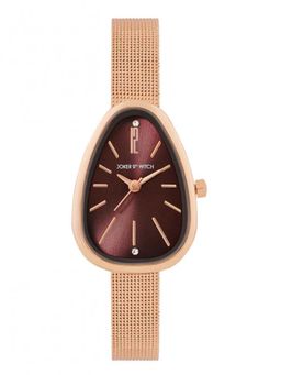 Joker and Witch - Joker & Witch Maris Maroon Sunray Oval Dial Rose Gold Mesh Strap Watch - AMWW1225 (M)