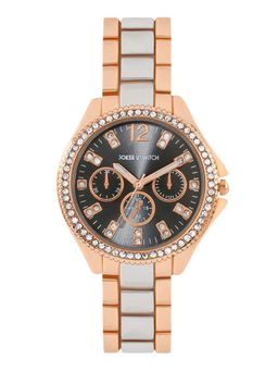 Joker and Witch - Joker & Witch Reina Black Sunray Rhinestone Dial Dual Tone Linked Chain Strap Watch - AMWW1271 (M)