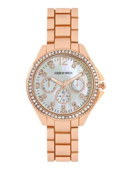 Joker and Witch - Joker & Witch Reina White MOP Rhinestone Dial Rose Gold Linked Chain Strap Watch - AMWW1272 (M)