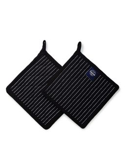 Encasa Homes - Black Oven Microwave Pot Holders Trivets (Pack Of 2)