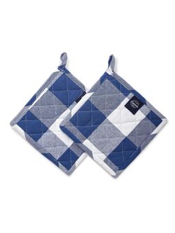 Encasa Homes - Blue & White Oven Microwave Pot Holders Trivets (Pack Of 2)