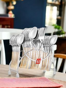 FNS - Anzio Gold Plated Cutlery with Cutlery Hanging Stand (Set Of 25)