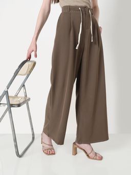 SHOWOFF - Edition Womens Brown Loose Fit Formal Trousers
