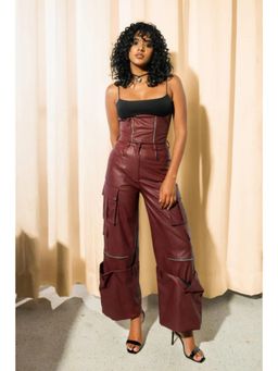 Label Aparna Rawat - Maroon leather Pants - Maroon