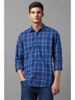 Allen Solly - Mens Blue Custom Fit Check Full Sleeves Casual Shirt