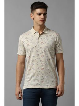 Allen Solly - Mens Beige Print Polo Neck T-Shirt