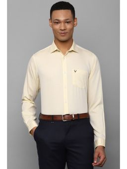 Allen Solly - Mens Yellow Slim Fit Solid Full Sleeves Formal Shirt