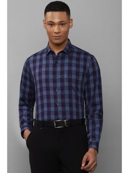 Allen Solly - Mens Blue Slim Fit Check Full Sleeves Formal Shirt