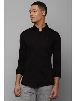 Allen Solly - Mens Black Slim Fit Solid Full Sleeves Casual Shirt