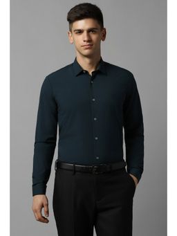 Allen Solly - Mens Green Slim Fit Solid Full Sleeves Formal Shirt