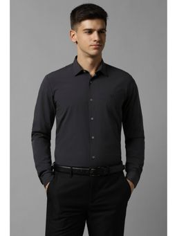 Allen Solly - Mens Grey Slim Fit Solid Full Sleeves Formal Shirt