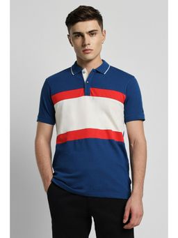 Peter England - Mens Blue Colorblock Polo Neck Polo T-Shirt