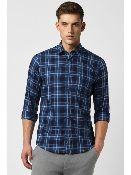 peter england navy blue shirt