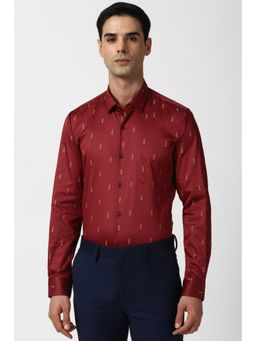 Peter England - Mens Maroon Slim Fit Formal Full Sleeves Formal Shirt