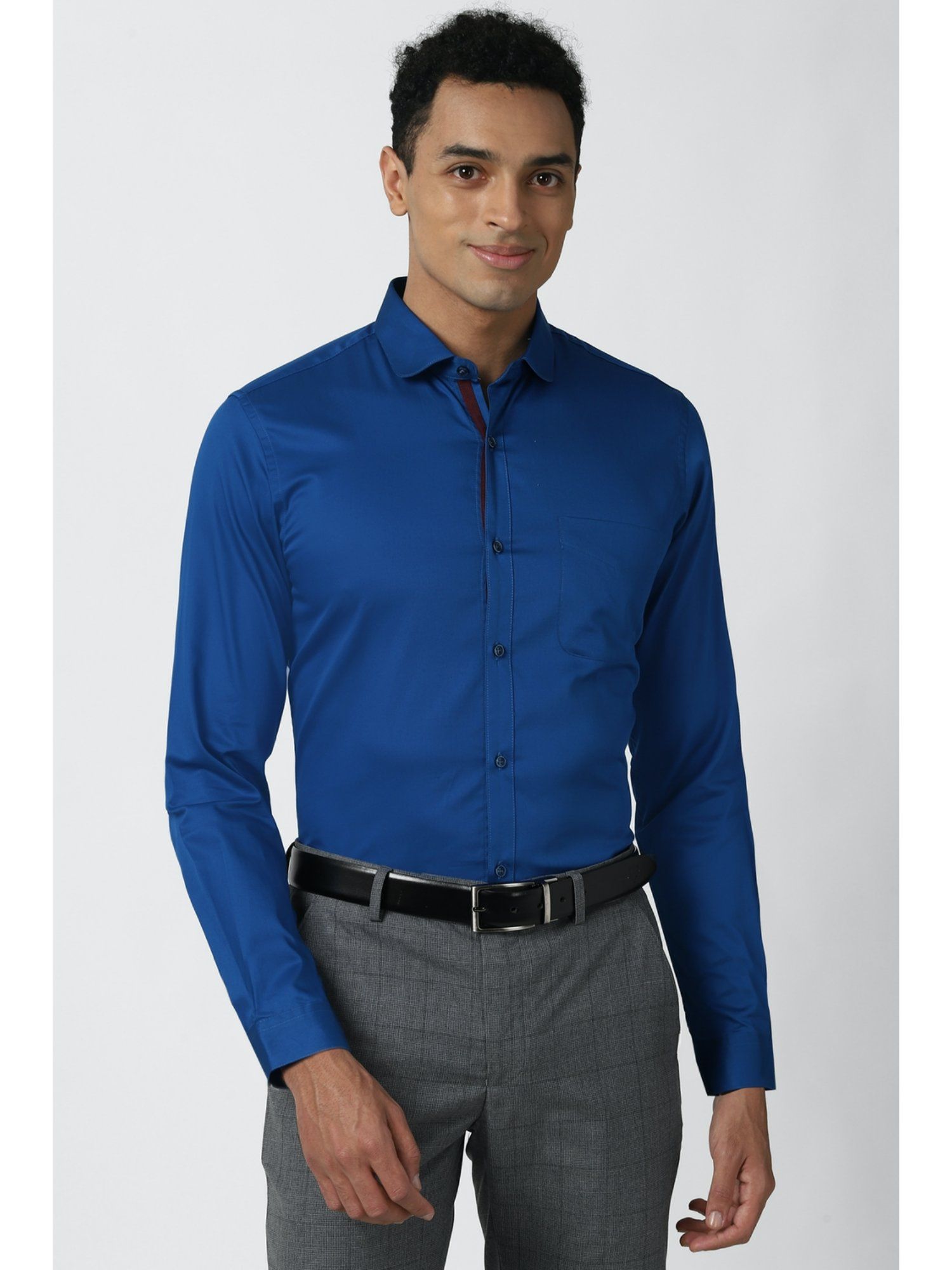 Buy Peter England Mens Blue Slim Fit Formal Full Sleeves Formal Shirt Online